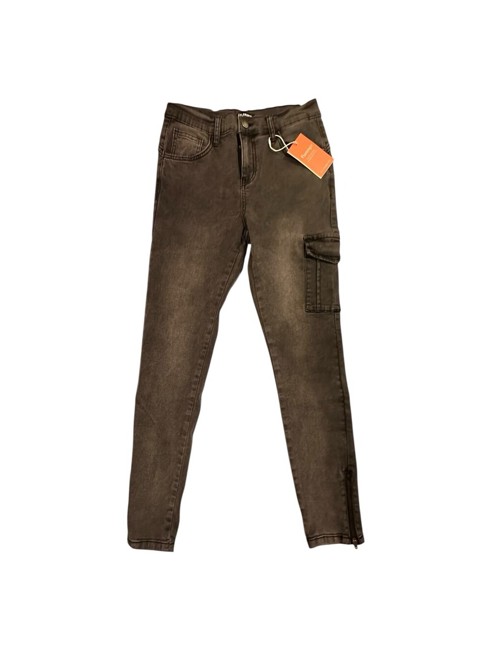 Flamingo Side Pocket  Mid Rise Skinny Jeans Dark Gray Size M. NWT Great Stretch!